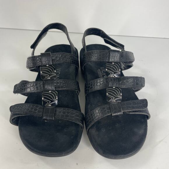 Vionic Sandals Flat Strappy Sz 6 Womens Open Toe Flat Comfort Black - Picture 6 of 14